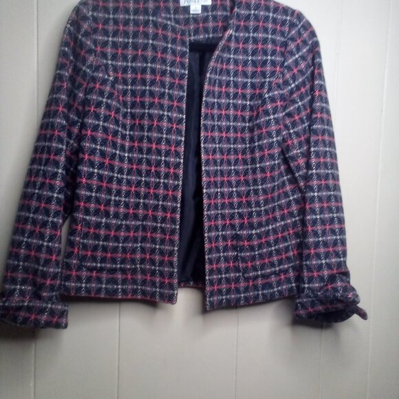 Pendleton Blazer Jacket 4 Wool Cashmere Lined Black Red - Picture 13 of 14